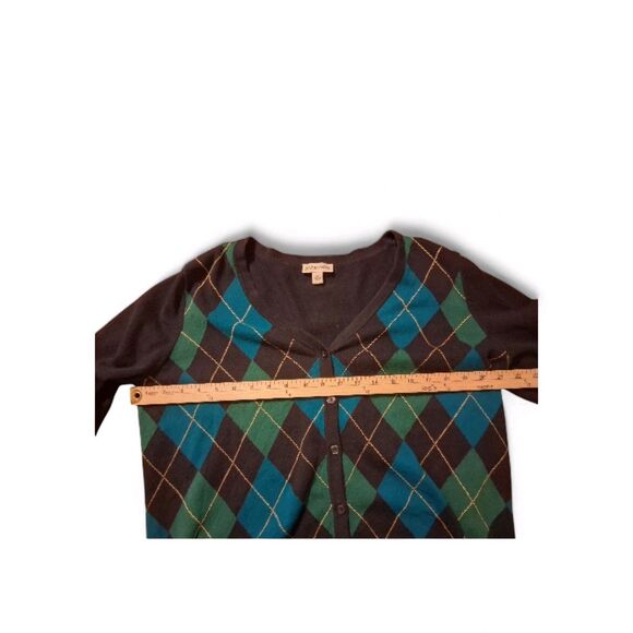 VTG St John Bay XL Argyle Cardigan Sweater Diamond Grandpa Core Bill Cosby 90's - Picture 6 of 7